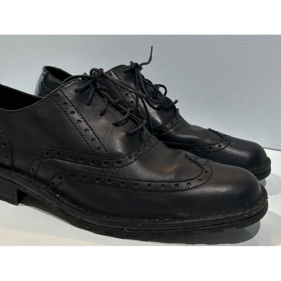 Born Oxford Shoes Mens Size 14 Black Leather Comfort Wingtip Brogue Lug Sole main image 9